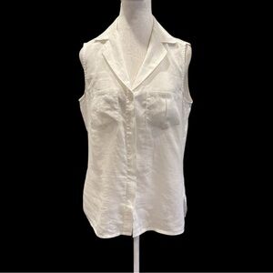 It’s a New Vision Medium White Linen Sleeveless Button-Up Top